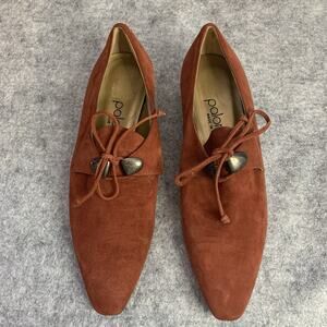 Paloma Terracotta Suede Low Heeled Oxford Style Shoe, Women’s Size 7.5, Ties
